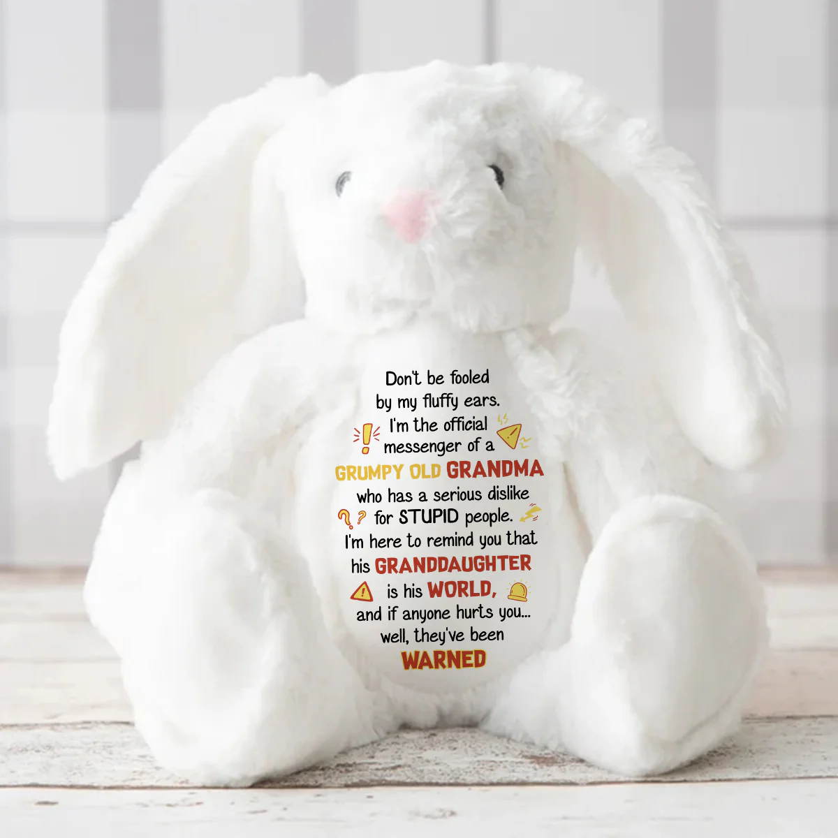 Official Messenger Of A Grumpy Old Grandpa - Personalized Stuffed Bunny - Image 3