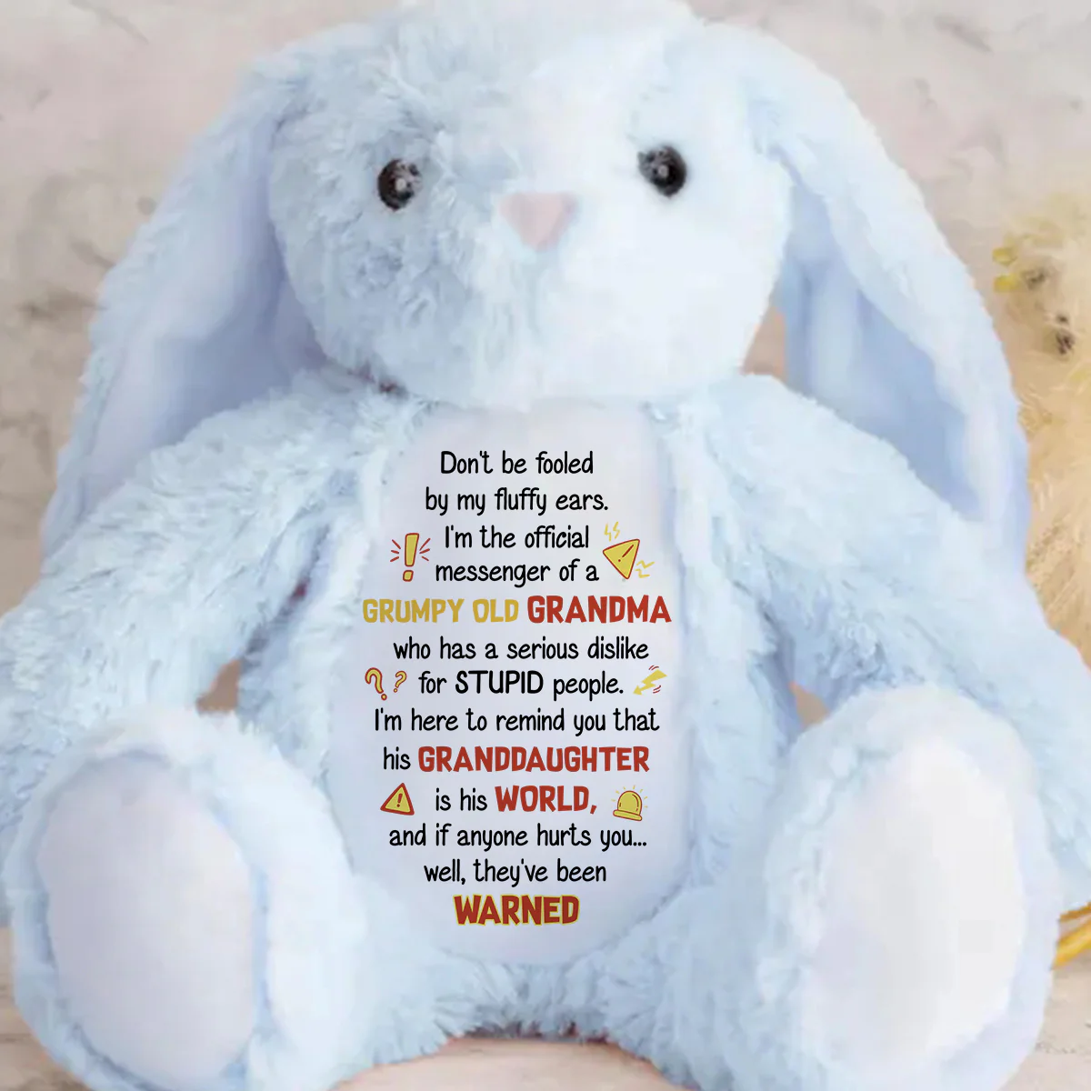 Official Messenger Of A Grumpy Old Grandpa - Personalized Stuffed Bunny - Image 4