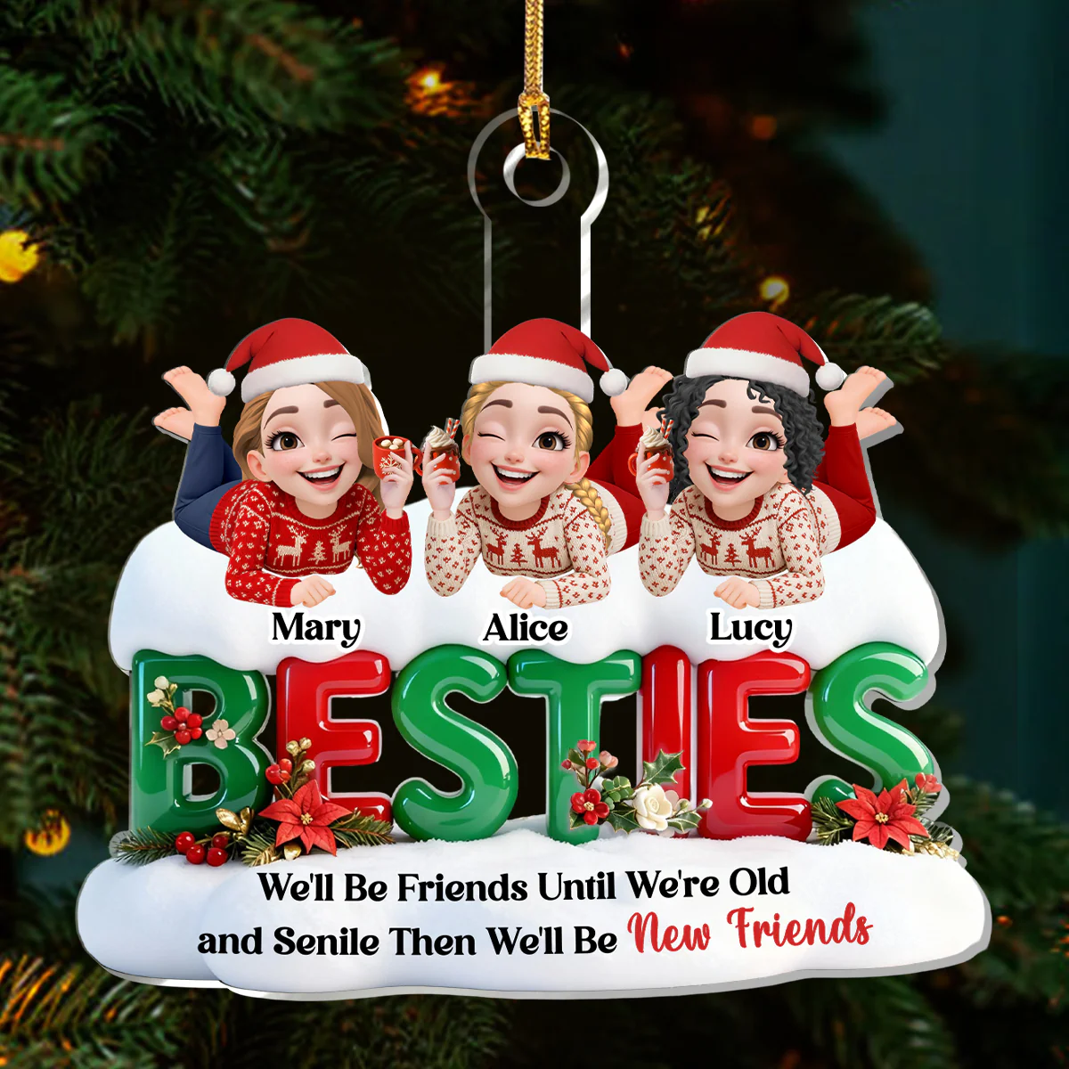 Old And Senile Still Besties - Personalized 1-Layer Acrylic Ornament