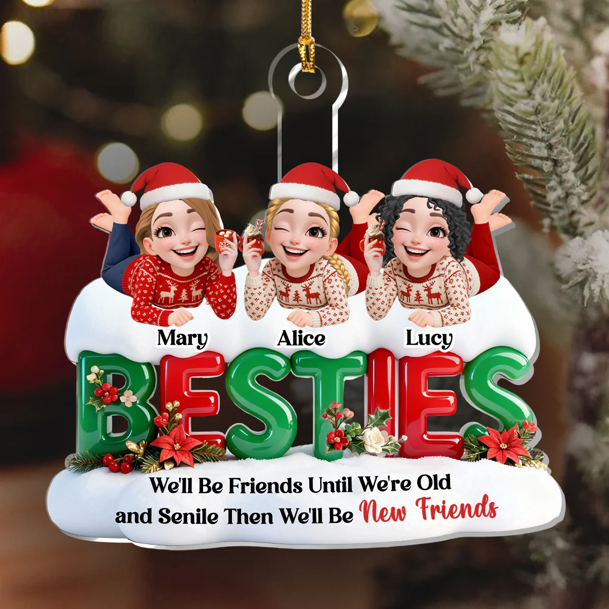 Old And Senile Still Besties - Personalized 1-Layer Acrylic Ornament - Image 6