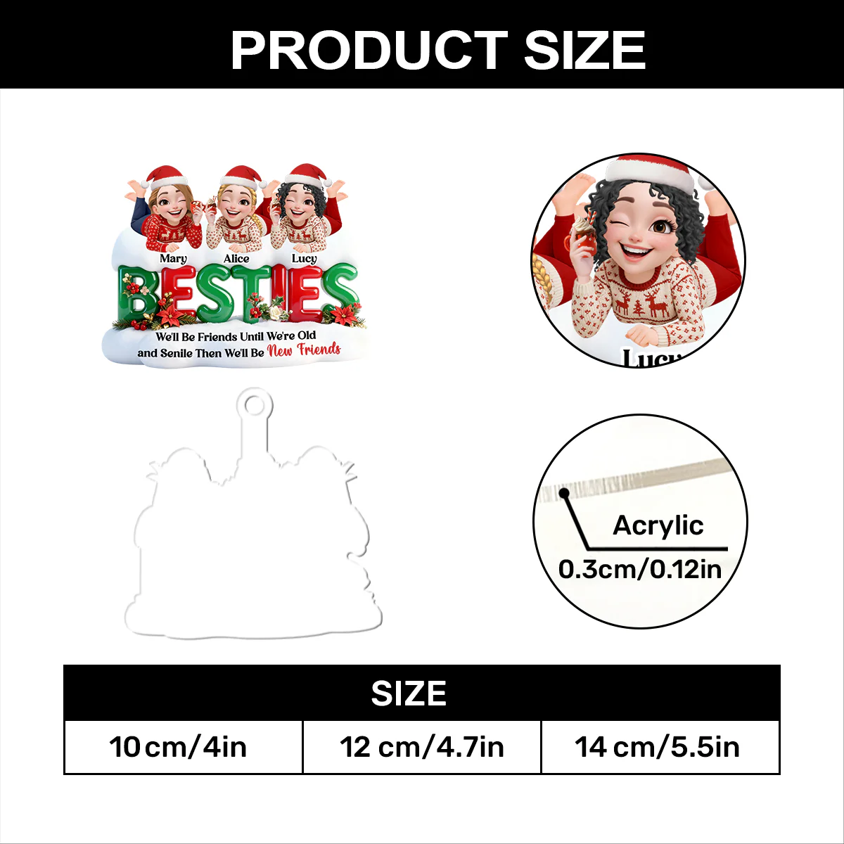 Old And Senile Still Besties - Personalized 1-Layer Acrylic Ornament - Image 7