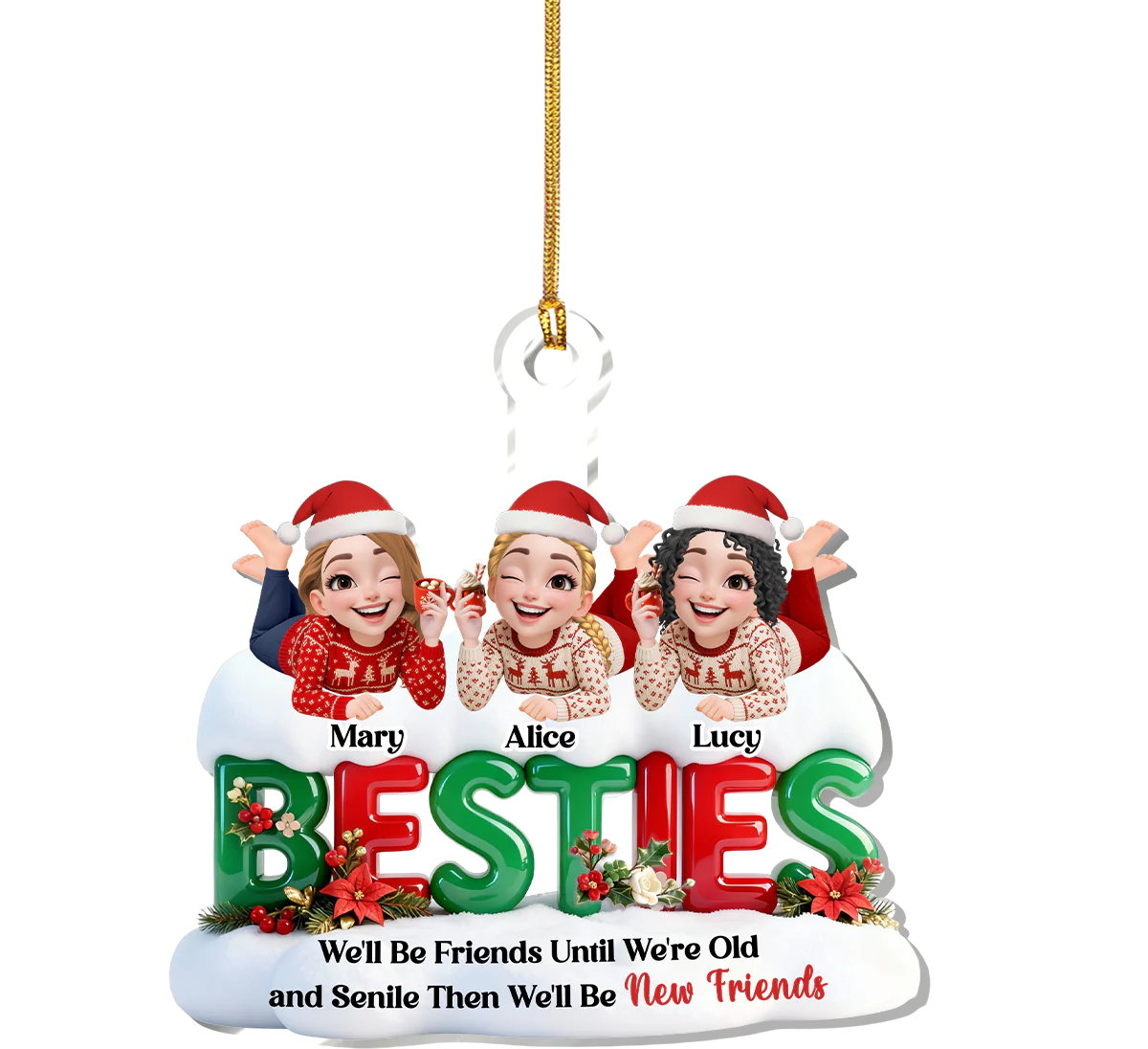 Old And Senile Still Besties - Personalized 1-Layer Acrylic Ornament - Image 8