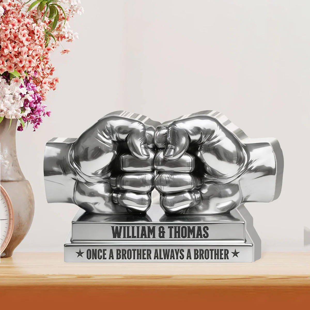 Once A Brother Always A Brother - Personalized Custom Shaped Acrylic Plaque - Image 2