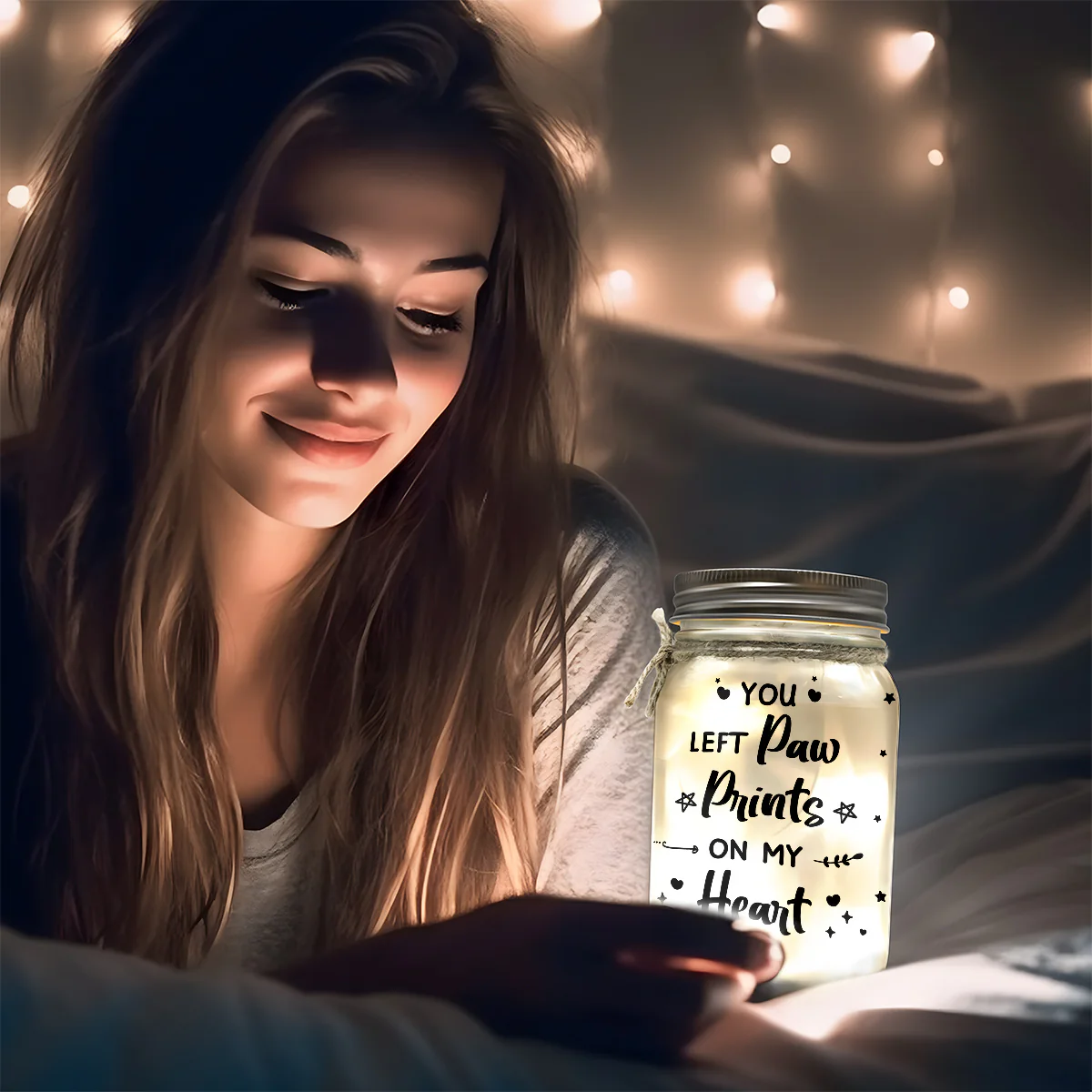 Once By My Side Forever In My Heart - Personalized Mason Jar Light - Image 3