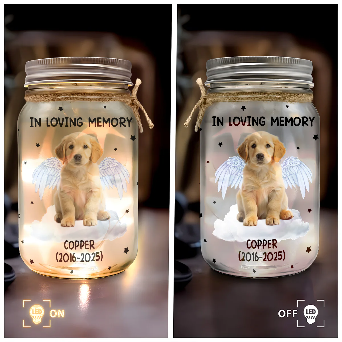 Once By My Side Forever In My Heart - Personalized Mason Jar Light - Image 4