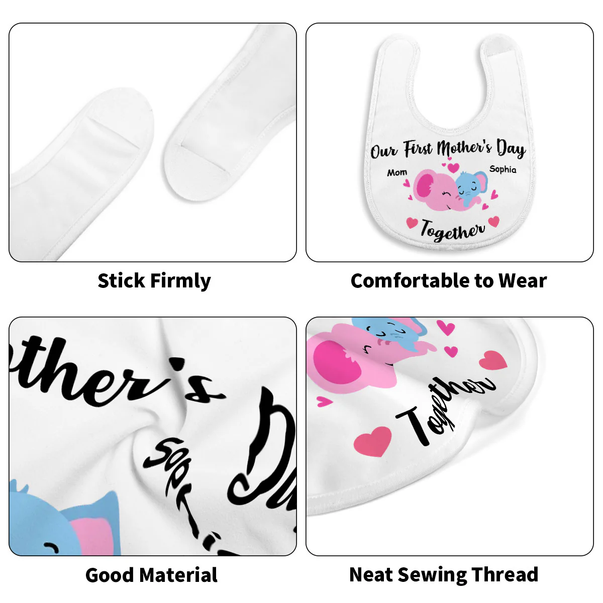 Our 1st Mother's Day - Personalized Baby Bib - Image 5