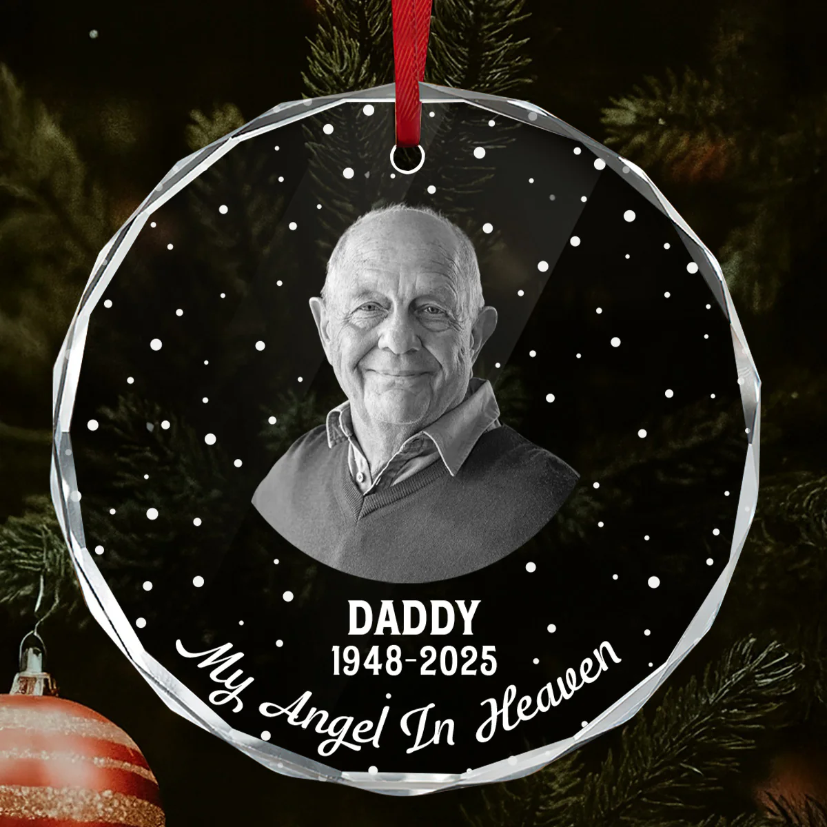 Our Angel In Heaven - Personalized Round Shaped Glass Ornament - Image 3