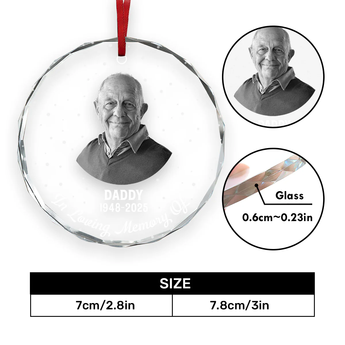 Our Angel In Heaven - Personalized Round Shaped Glass Ornament - Image 5