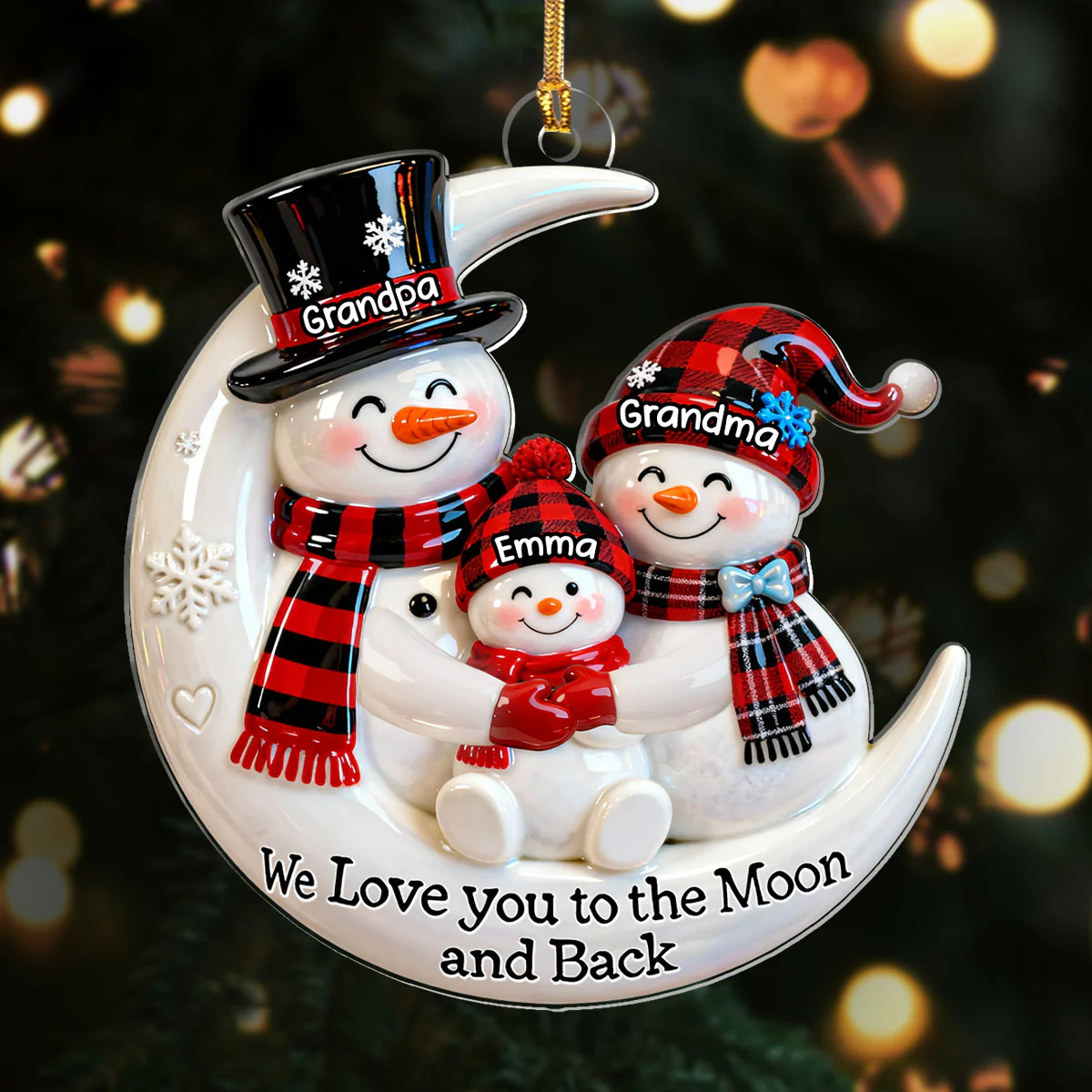 Our Cozy Snowman Family - Personalized 1-Layer Acrylic Ornament