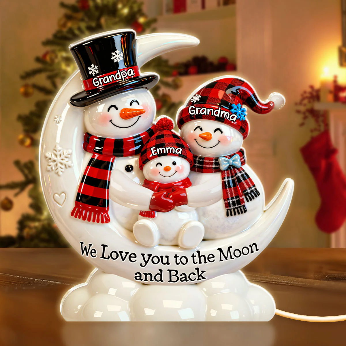 Our Cozy Snowman Family - Personalized Light Box
