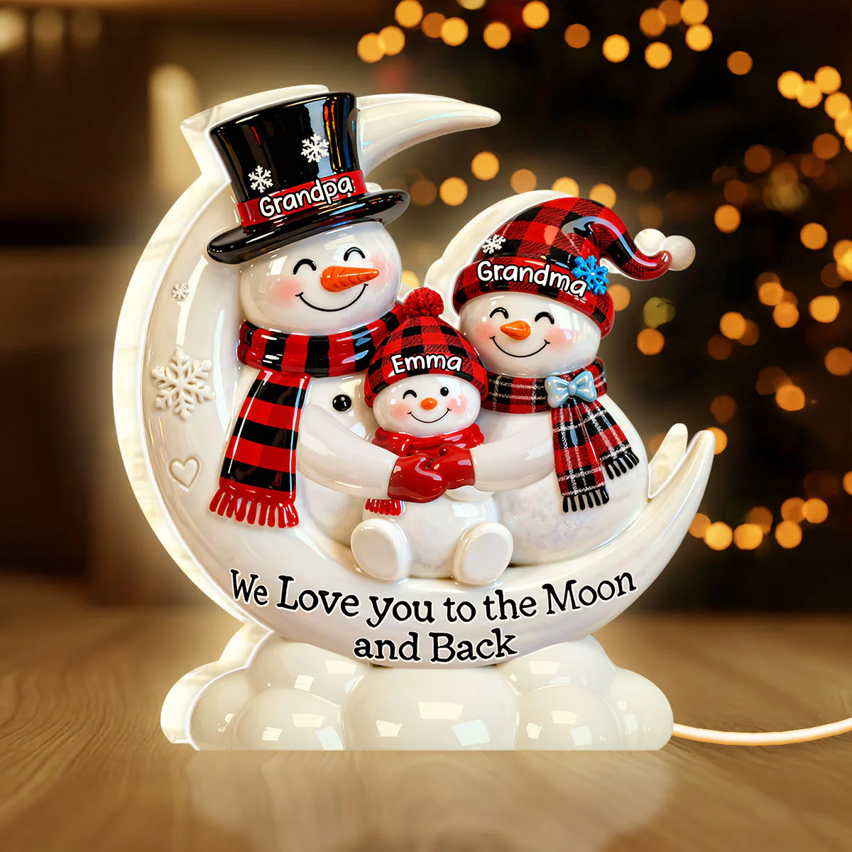 Our Cozy Snowman Family - Personalized Light Box - Image 2