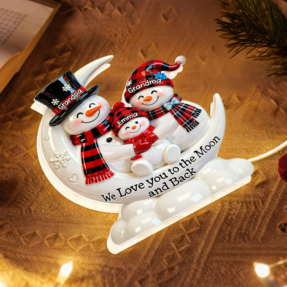 Our Cozy Snowman Family - Personalized Light Box - Image 3