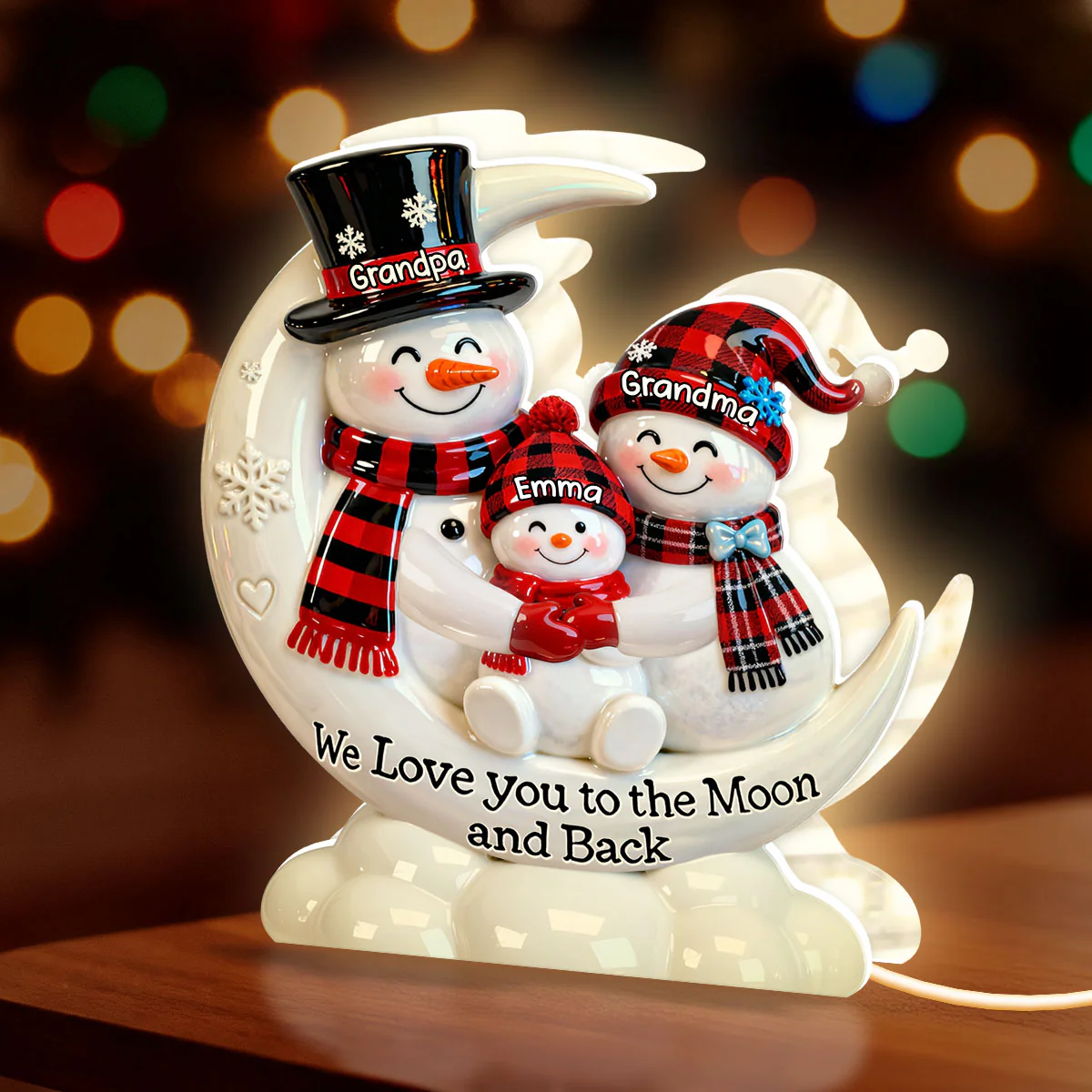 Our Cozy Snowman Family - Personalized Light Box - Image 4