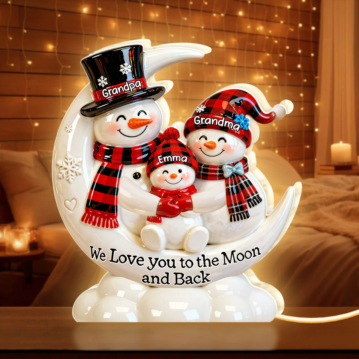 Our Cozy Snowman Family - Personalized Light Box - Image 5