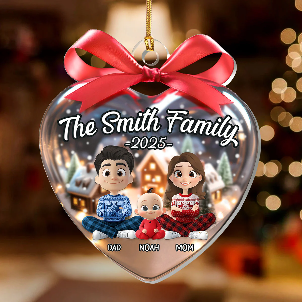Our Family This Christmas - Personalized 1-Layer Acrylic Ornament - Image 2