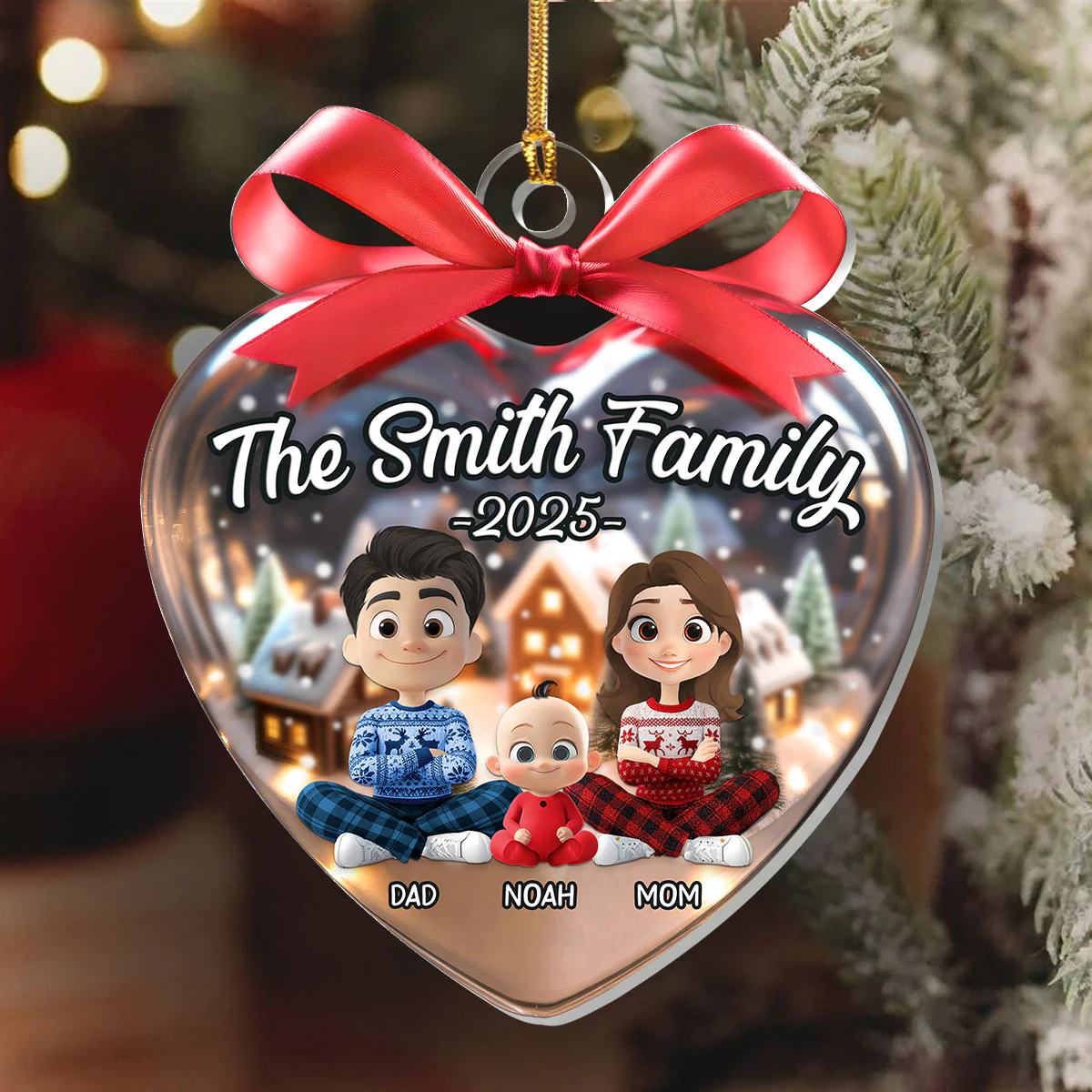 Our Family This Christmas - Personalized 1-Layer Acrylic Ornament - Image 6