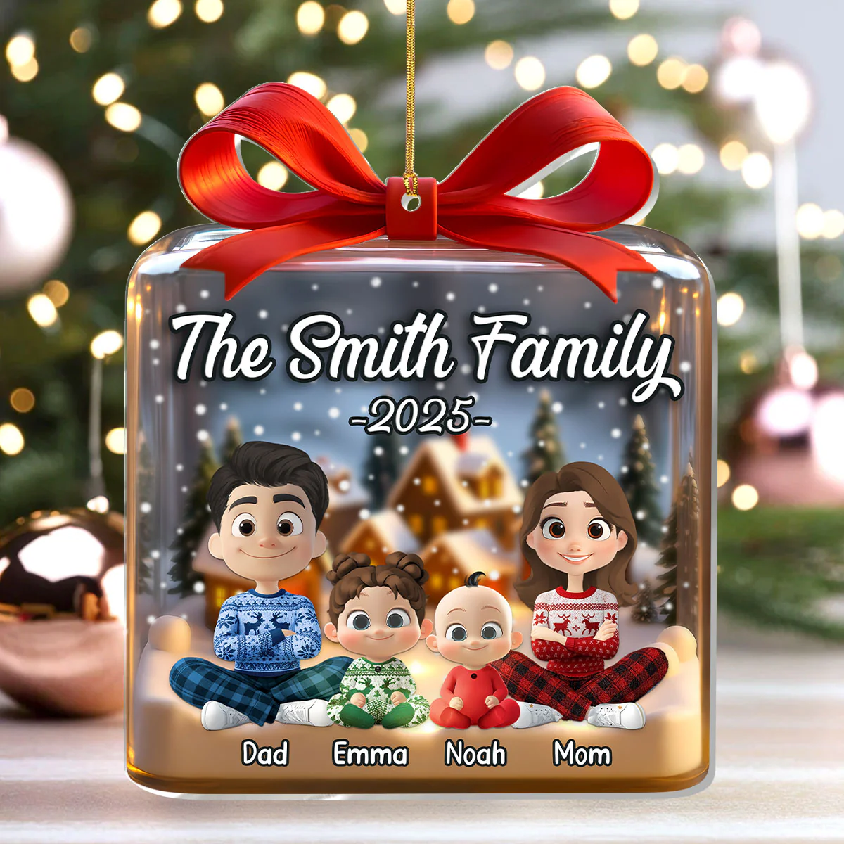 Our Family This Christmas - Personalized 1-Layer Acrylic Ornament - Image 4
