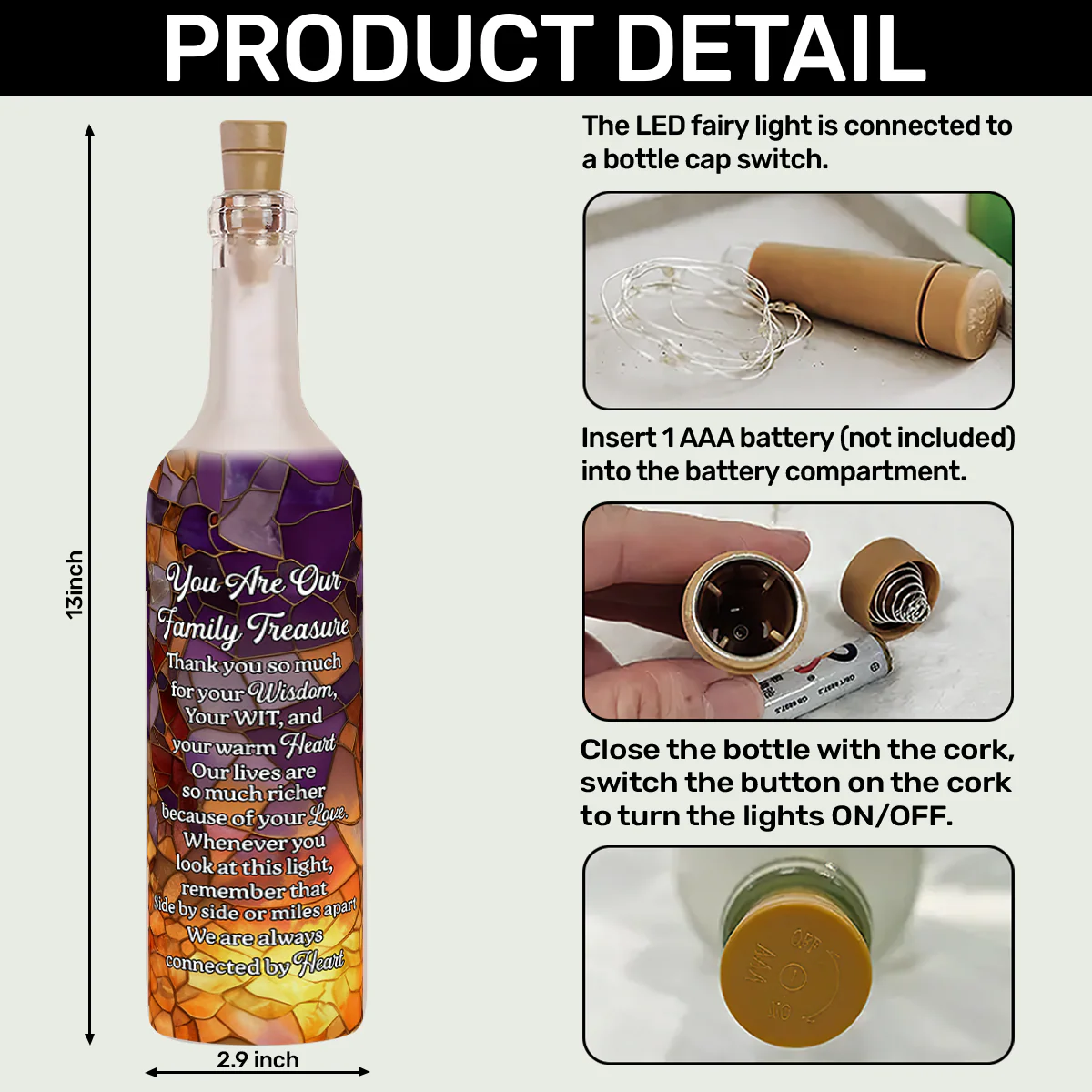 Our Family Treasure - Personalized Bottle Lamp - Image 6
