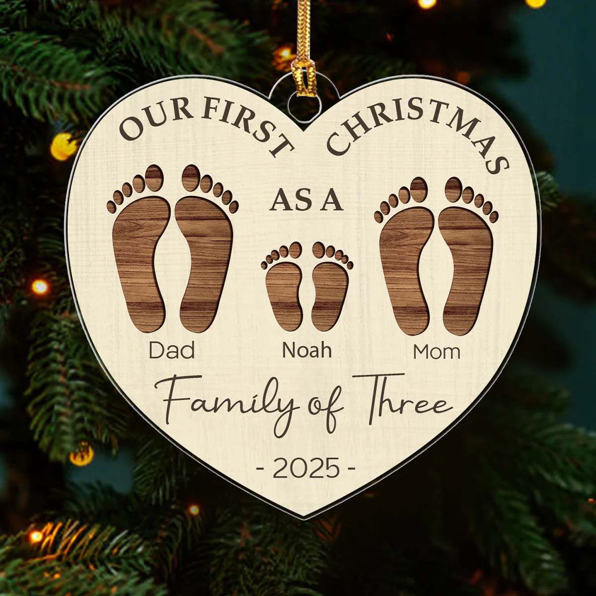 Our First Christmas As A Family - Personalized 1-Layer Acrylic Ornament - Image 3