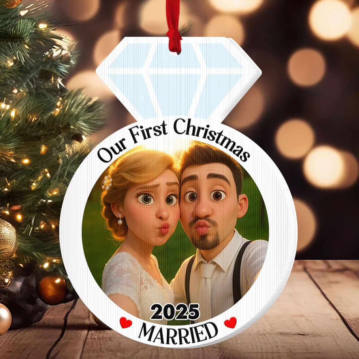 Our First Christmas Married - Personalized Magic Ornament - Image 2