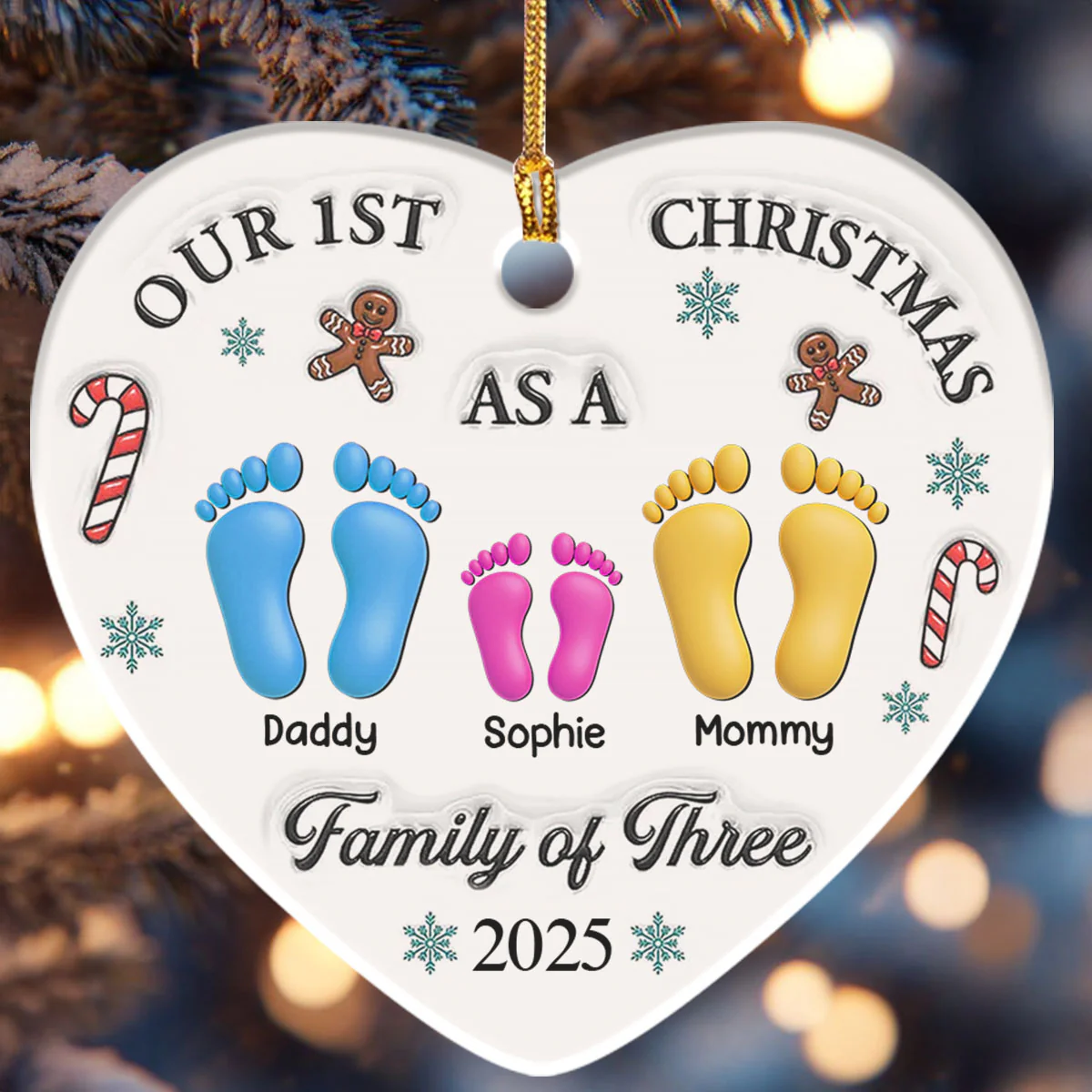 Our First Christmas - Personalized Heart Shaped Ceramic Ornament - Image 6