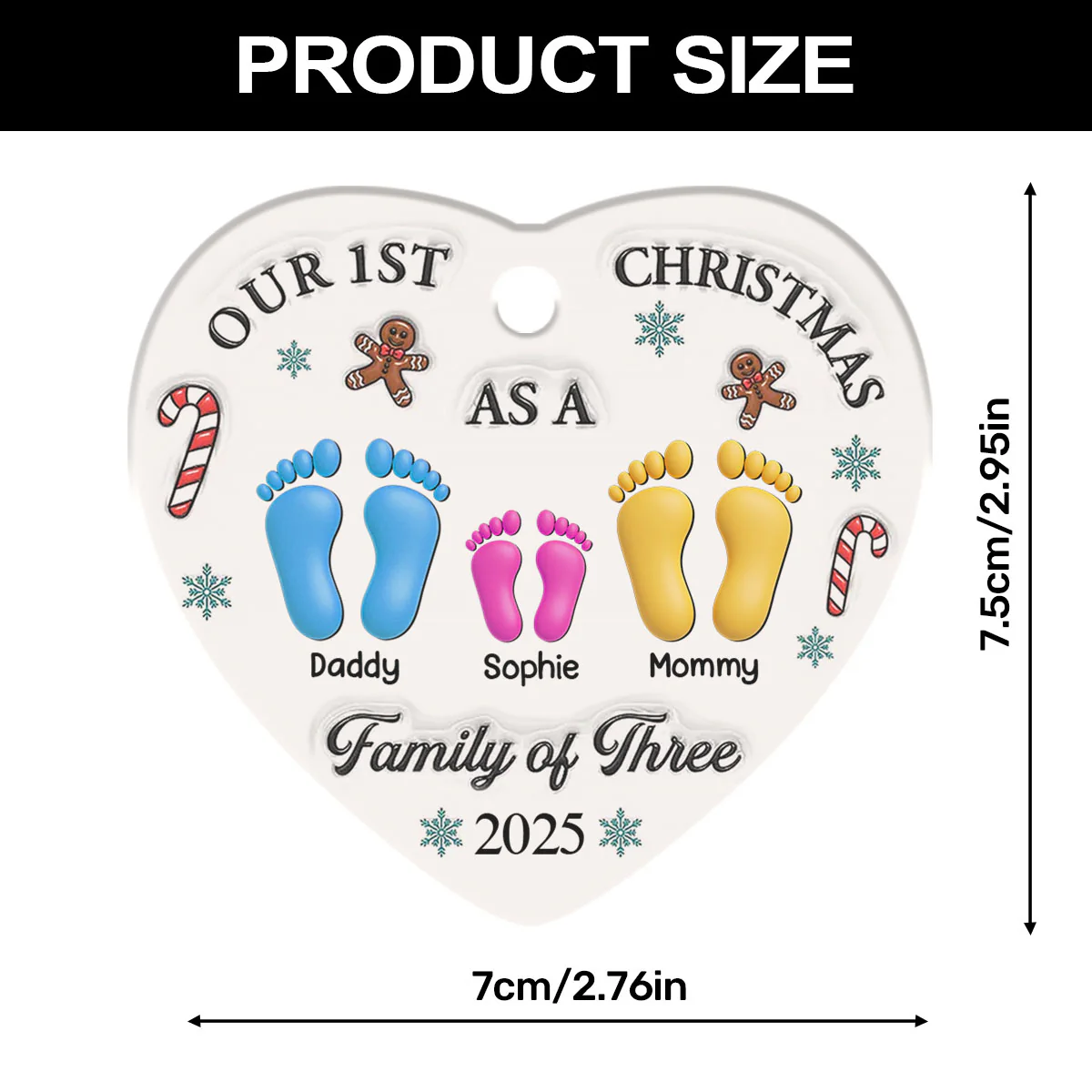Our First Christmas - Personalized Heart Shaped Ceramic Ornament - Image 7