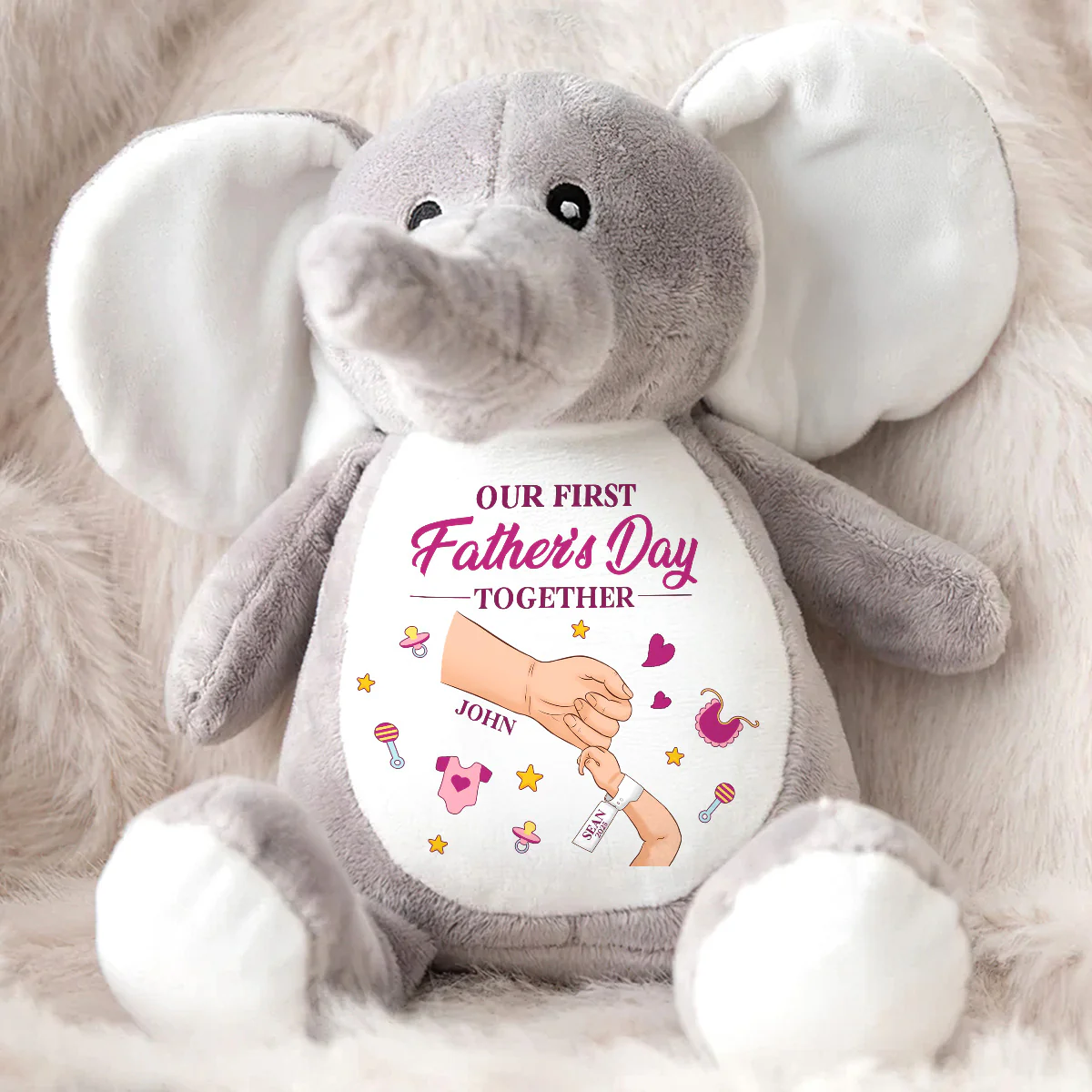Our First Father's Day Together - Personalized Stuffed Elephant - Image 2