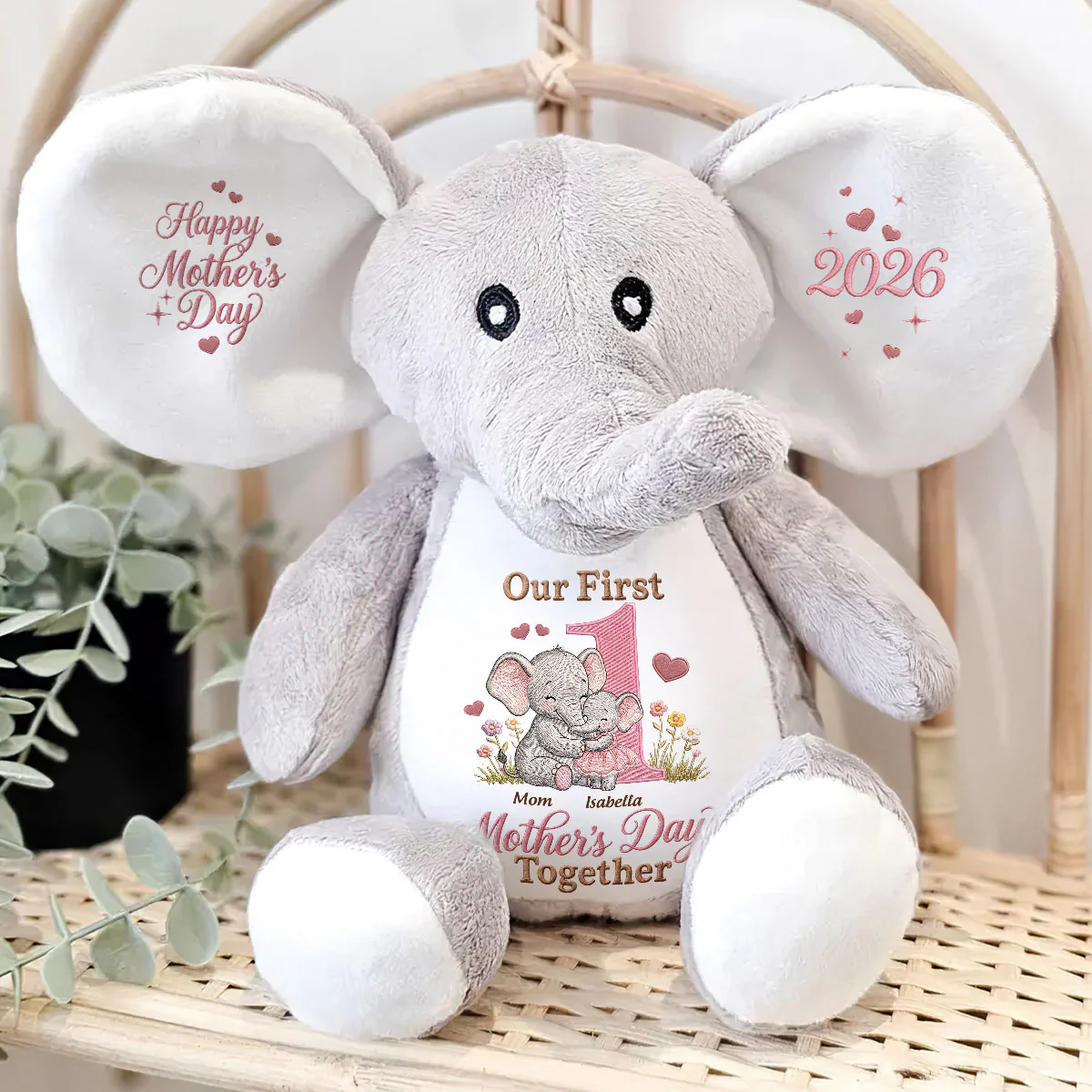 Our First Mother’s Day - Personalized Stuffed Elephant - Image 4