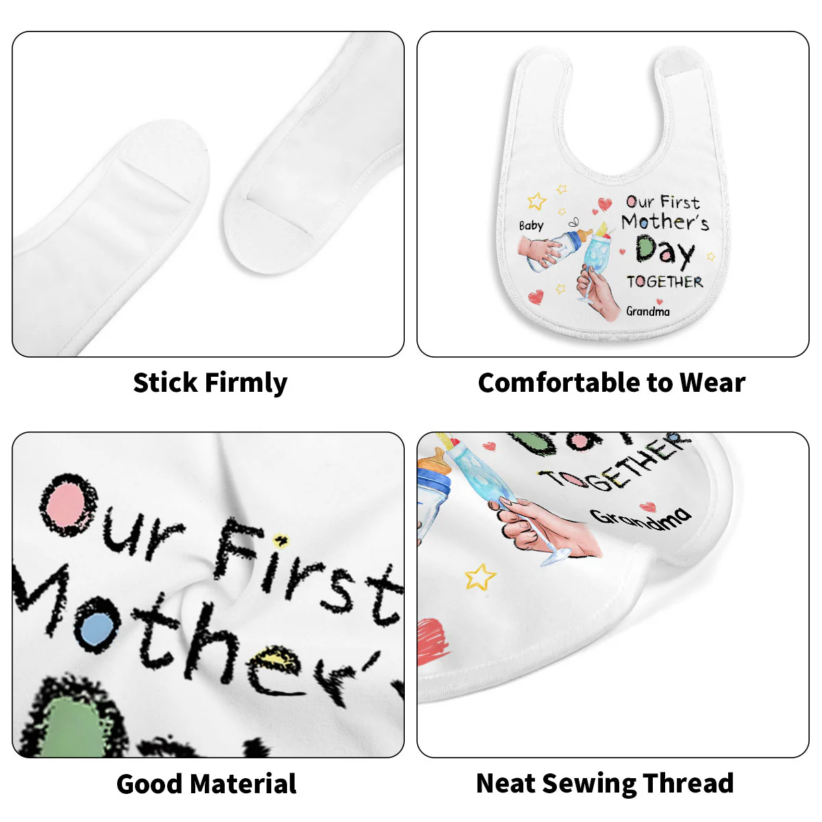 Our First Mother's Day Together - Personalized Baby Bib - Image 5