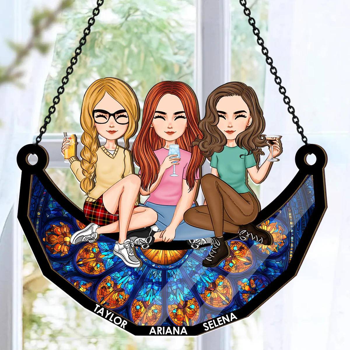Our Friendship Lasts Forever - Personalized Window Hanging Suncatcher - Image 6
