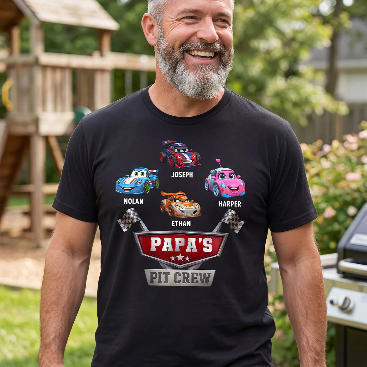 Papa's Pit Crew - Personalized 2D Unisex T-shirt - Image 2