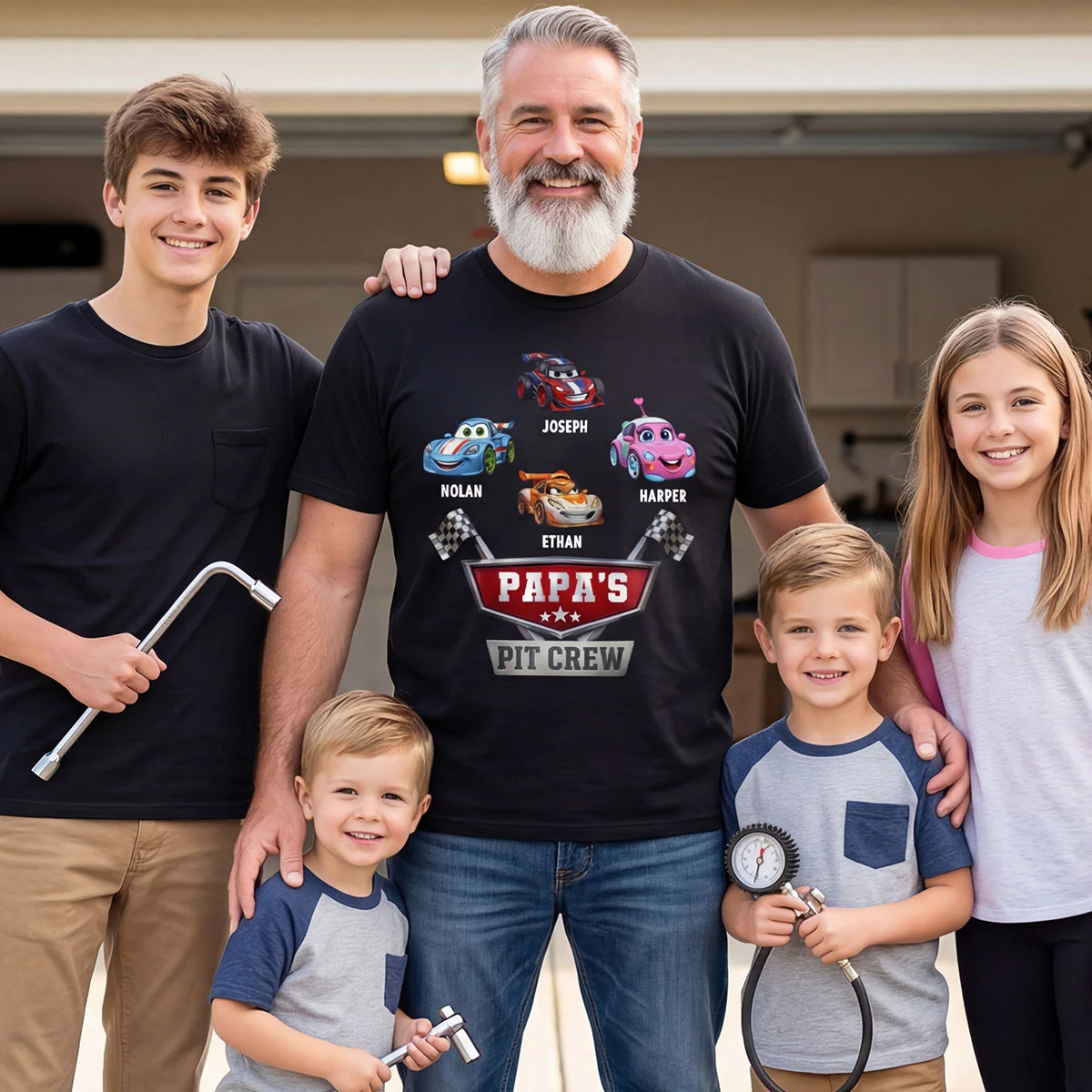 Papa's Pit Crew - Personalized 2D Unisex T-shirt - Image 6