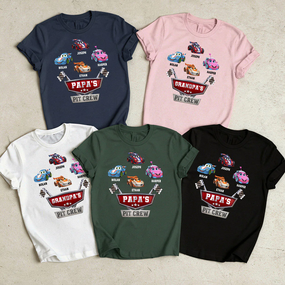 Papa's Pit Crew - Personalized 2D Unisex T-shirt - Image 7