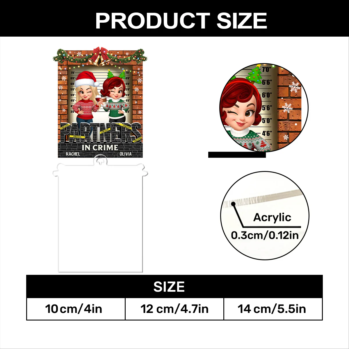 Partners In Crime - Personalized 1-Layer Acrylic Ornament - Image 6