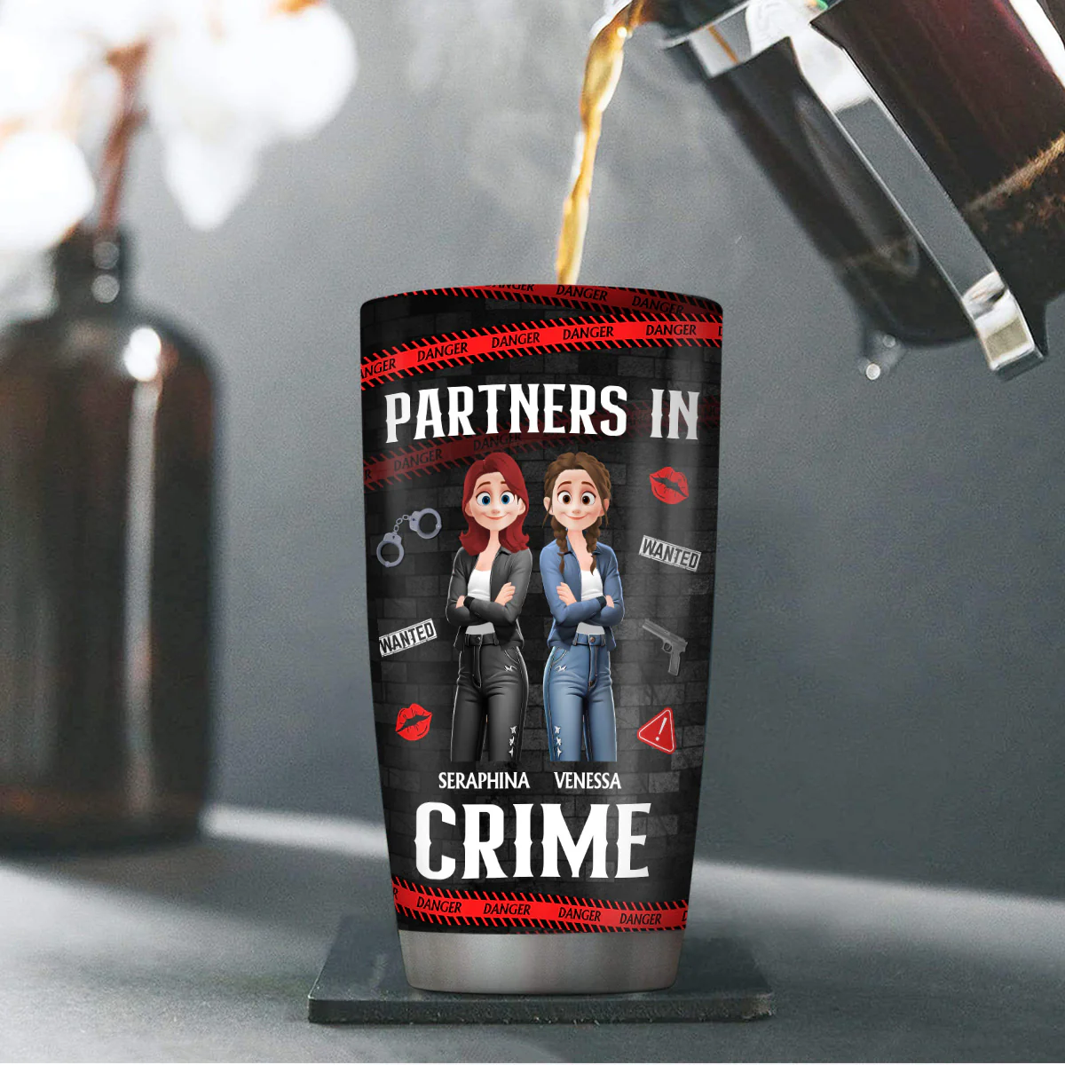 Partners In Crime - Personalized Stainless Steel Tumbler - Image 4