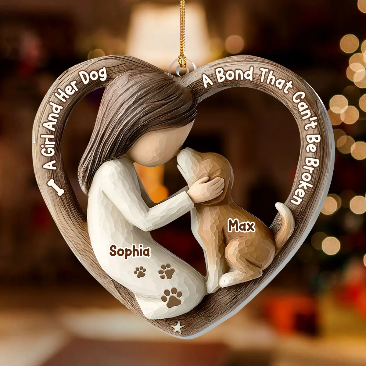 Paws Of The Heart - Personalized 1-Layer Acrylic Ornament - Image 3