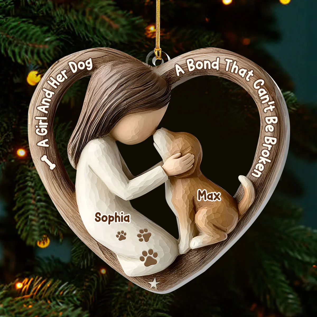 Paws Of The Heart - Personalized 1-Layer Acrylic Ornament - Image 4