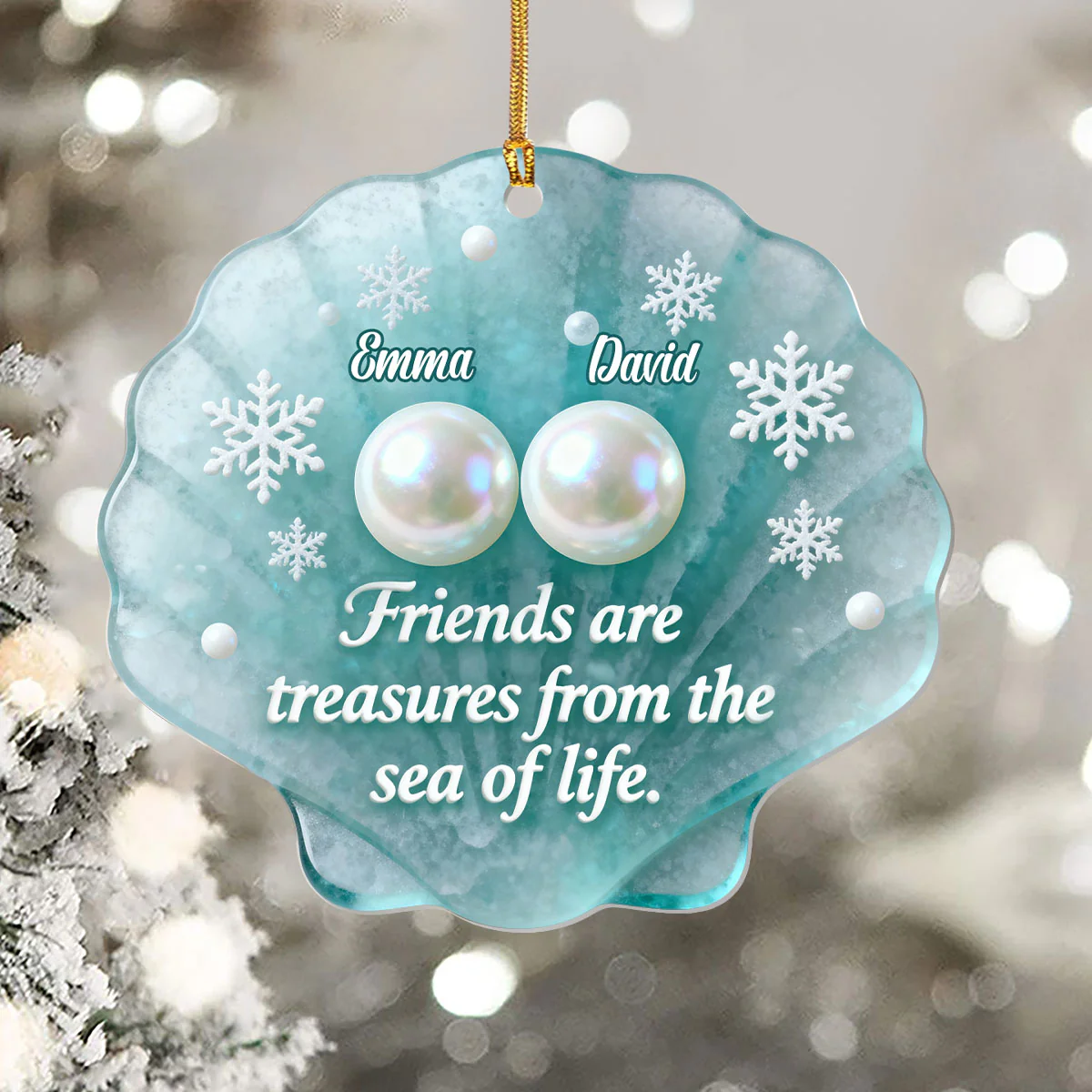 Pearls Of Friendship - Personalized 1-Layer Acrylic Ornament - Image 5
