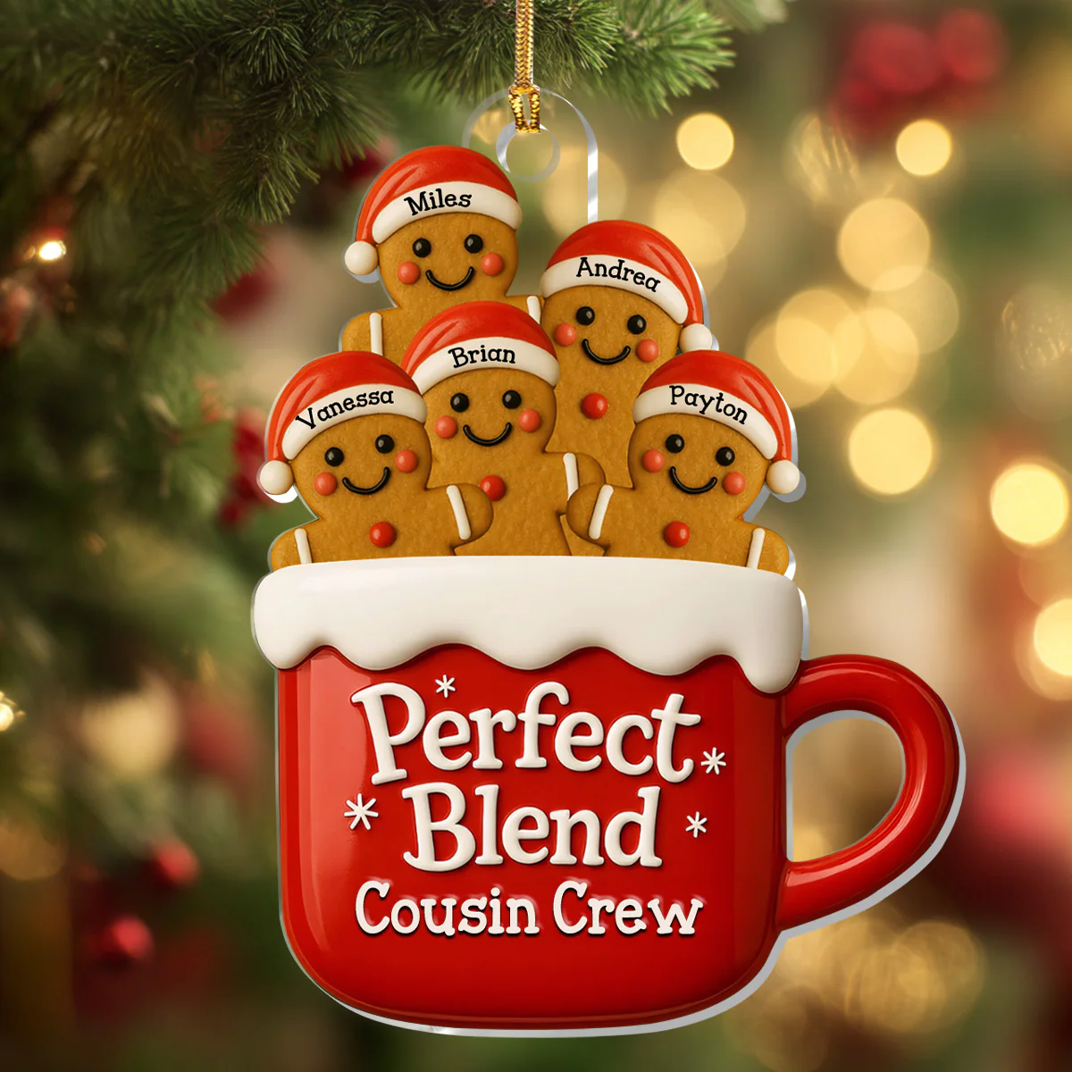 Perfect Gingerbread Crew - Personalized 1-Layer Acrylic Ornament - Image 3