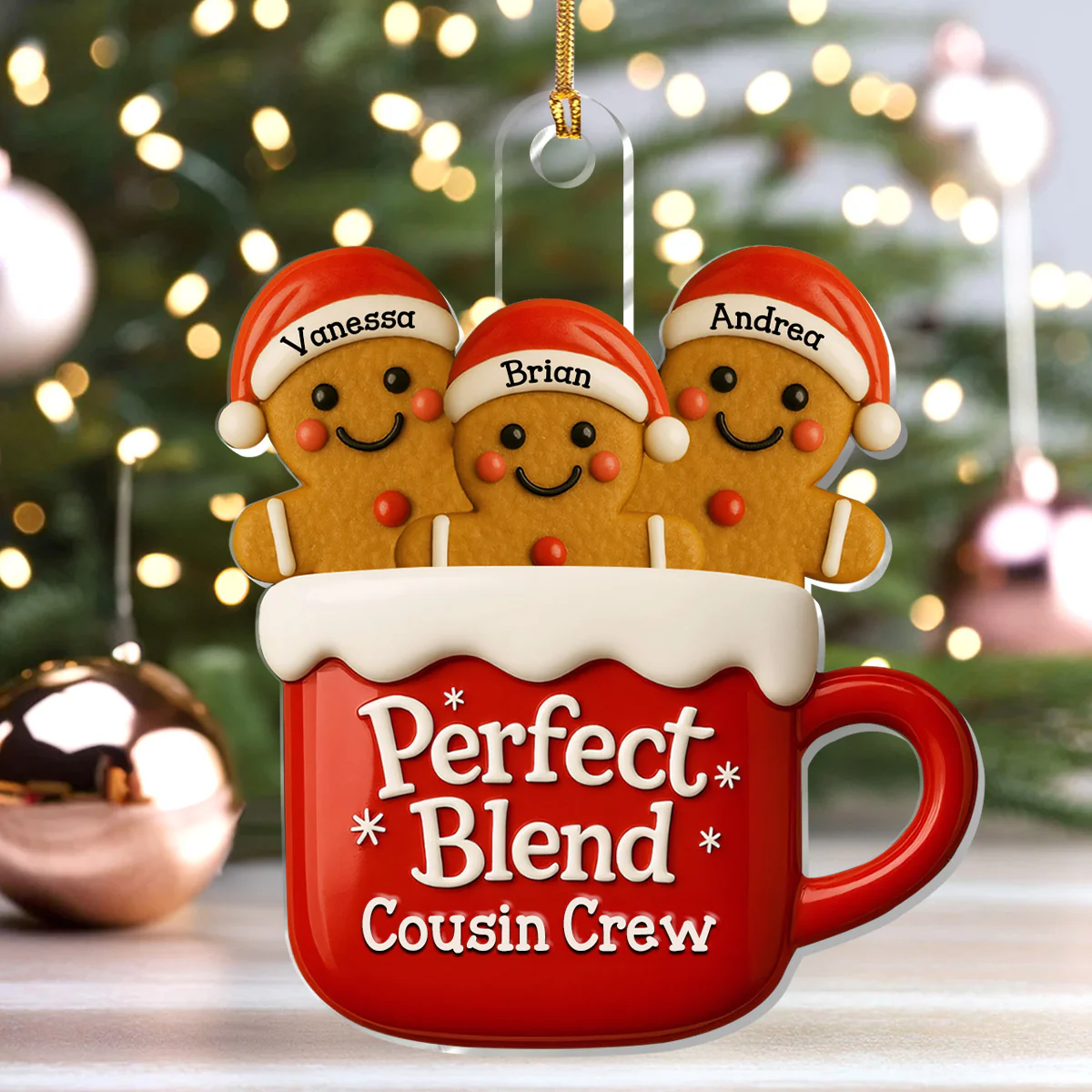 Perfect Gingerbread Crew - Personalized 1-Layer Acrylic Ornament - Image 4