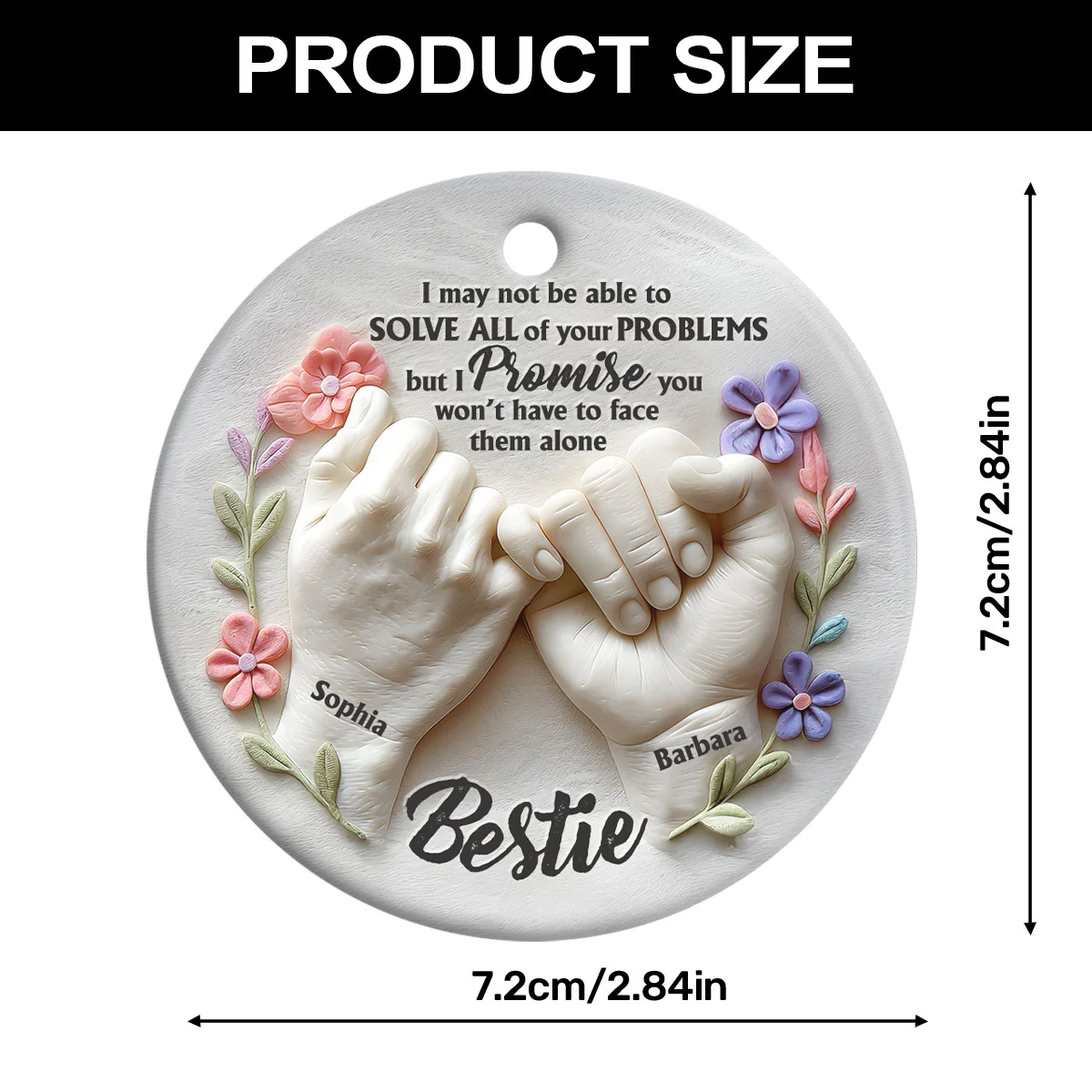 Pinky Promise Bestie - Personalized Round Shaped Ceramic Ornament - Image 7