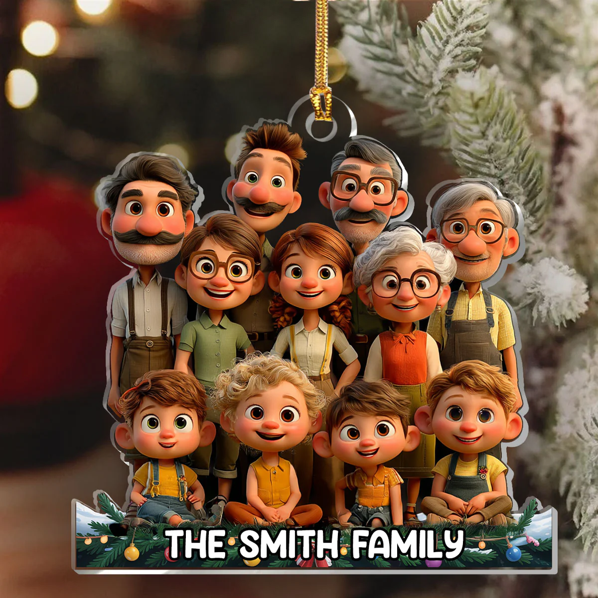 Pixar Custom Photo Family - Personalized 1-Layer Acrylic Ornament - Image 6