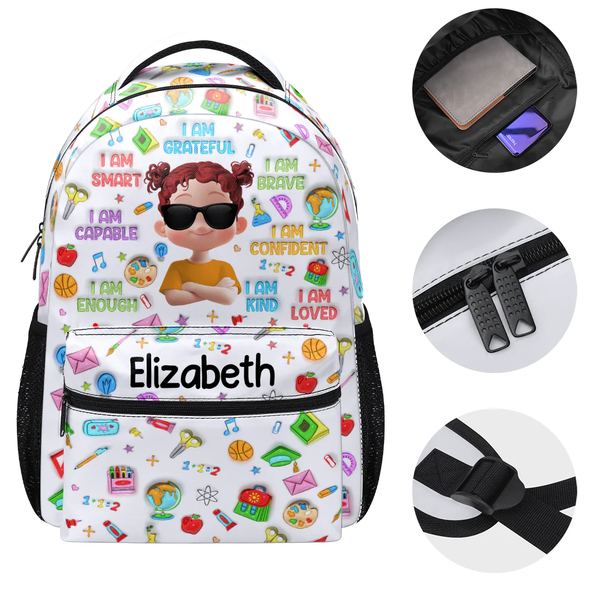 Playful 3D Kid Affirmations - Personalized Backpack - Image 7