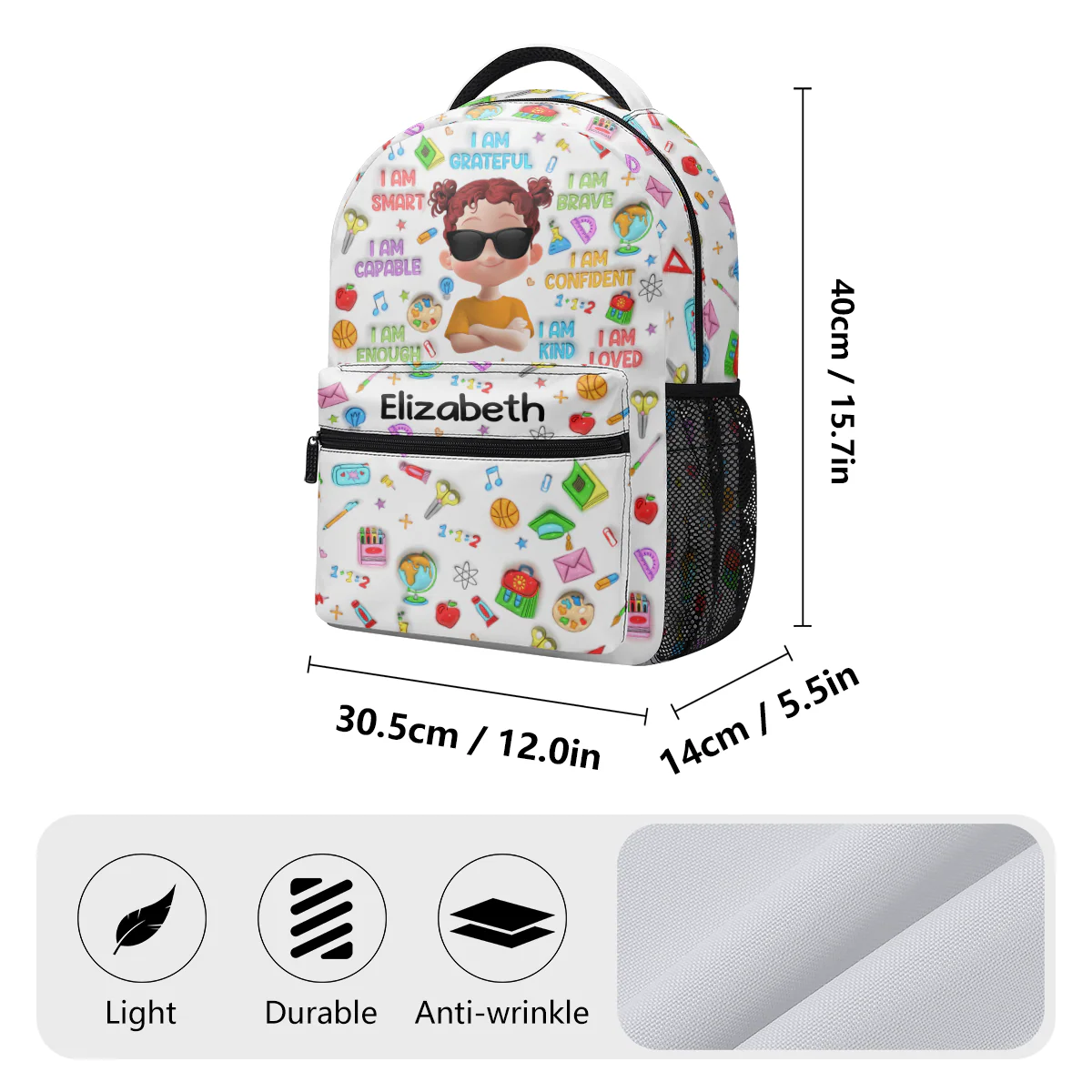 Playful 3D Kid Affirmations - Personalized Backpack - Image 8