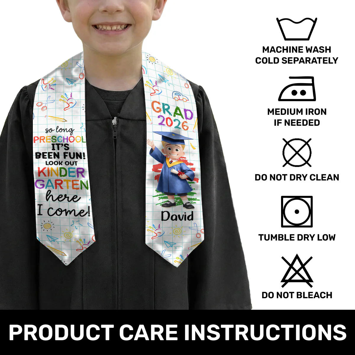Preschool Kindergarten Graduation - Personalized Kid Graduation Stole - Image 6