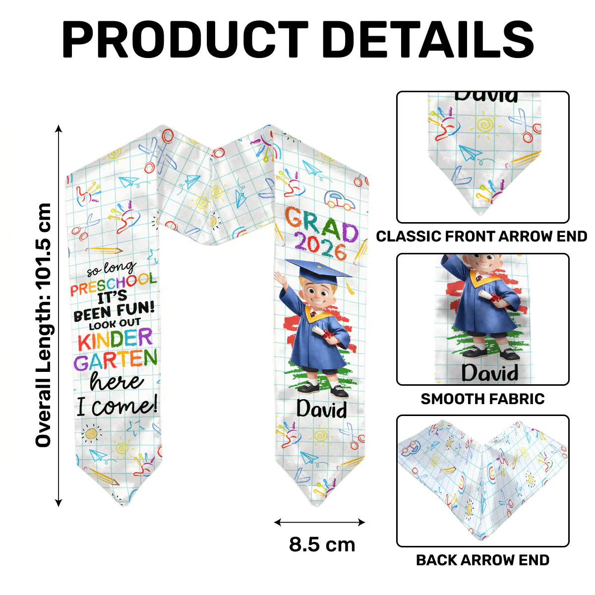 Preschool Kindergarten Graduation - Personalized Kid Graduation Stole - Image 7