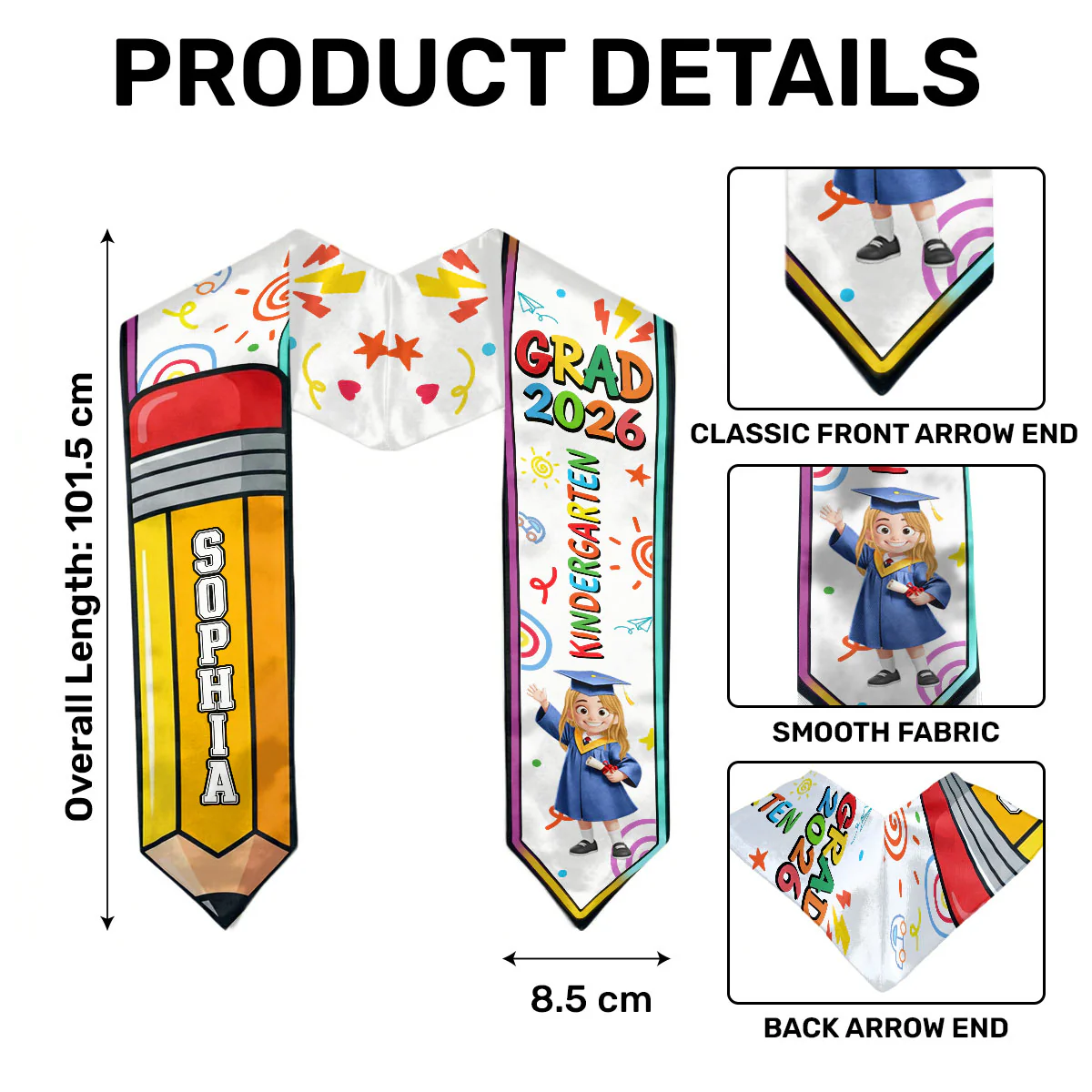 Preschool Kindergarten Graduation - Personalized Kid Graduation Stole - Image 7