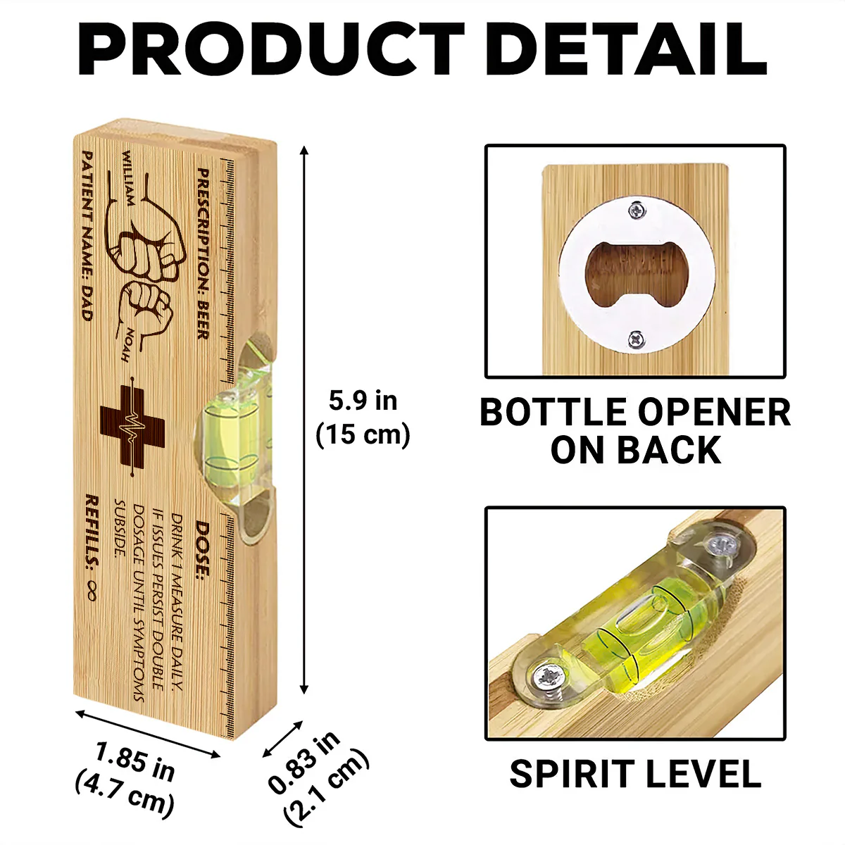 Prescription - Personalized Wooden Spirit Level Bottle Opener - Image 6