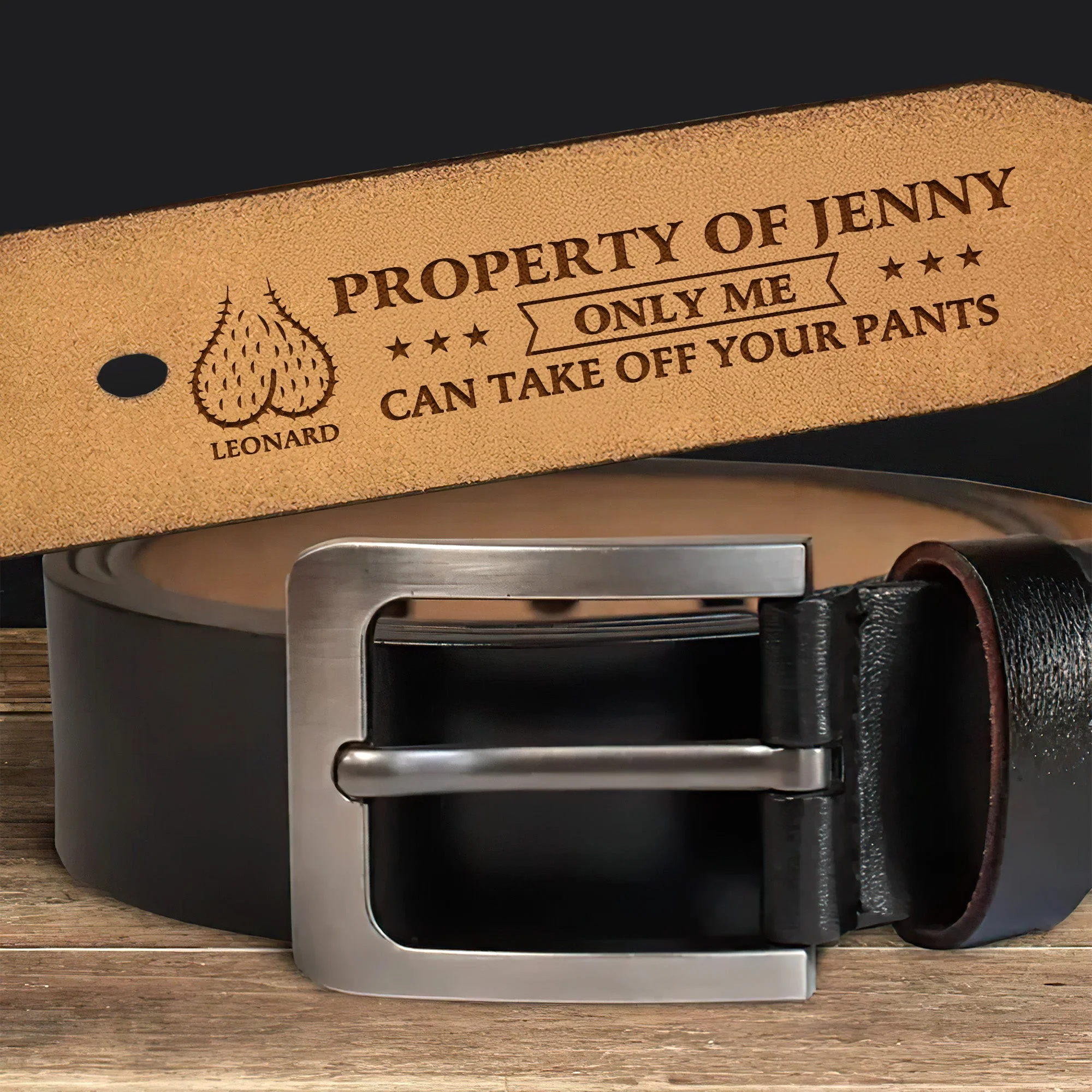 Property Of Her - Personalized Engraved Leather Belt - Image 6