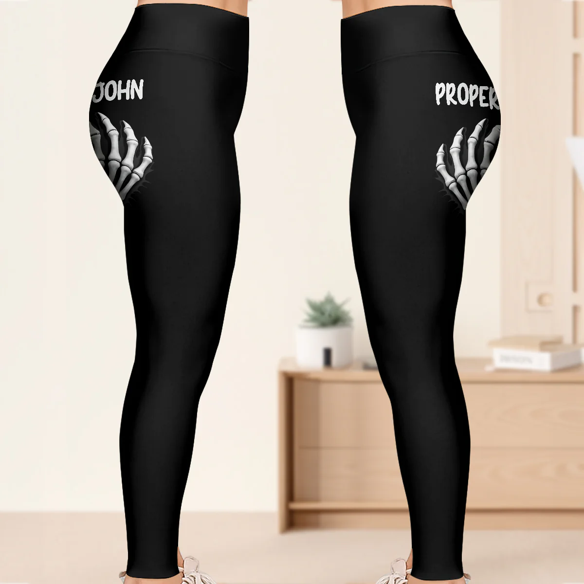Property Of Skeleton Hand - Personalized Leggings - Image 3